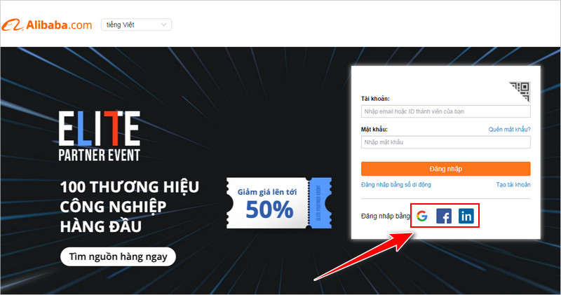 Chọn phương thức đăng nhập phù hợp.