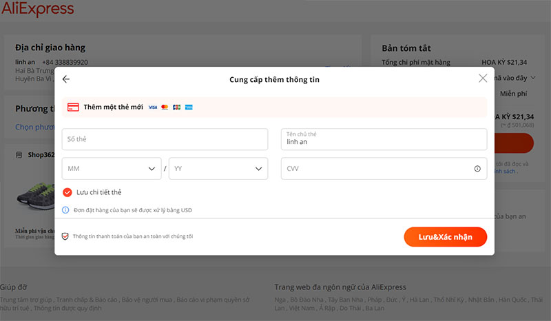 Chọn phương thức thanh toán