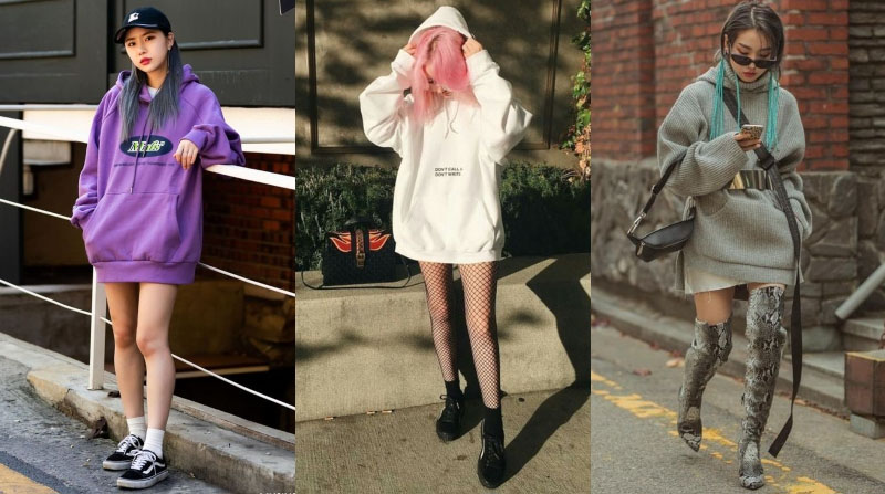 Áo hoodie mặc theo phong cách giấu quần