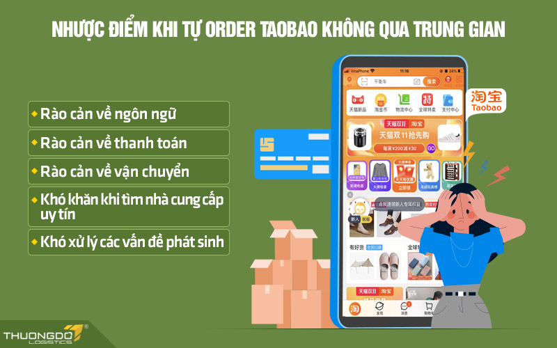 Nhược điểm khi tự order Taobao không qua trung gian