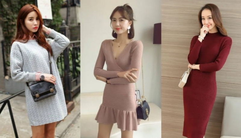 Đầm len tuy đơn giản nhưng đáp ứng được hai tiêu chí quan trọng là ấm áp và đẹp mắt vào mùa đông