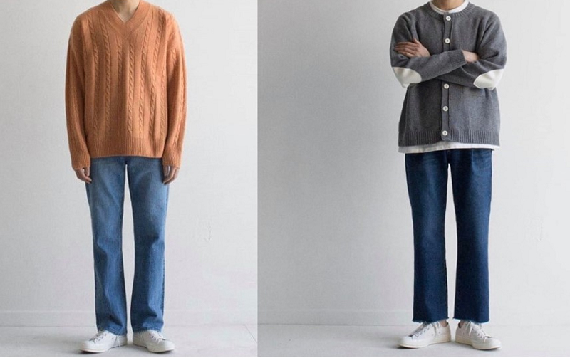 Áo len cũng có thể phối với quần ống rộng