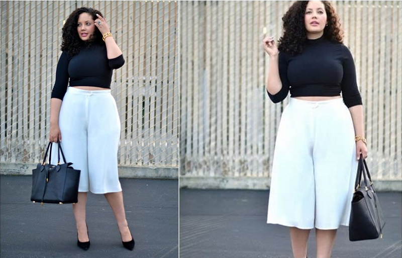Áo croptop phối quần ống rộng