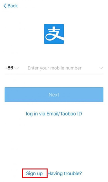 Chọn “Sign up” như hình trên