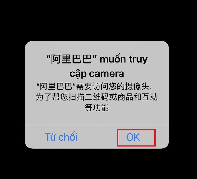 Bấm OK để hệ thống truy cập vào hình ảnh trên điện thoại