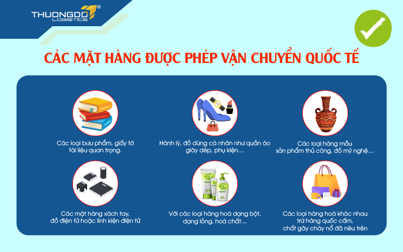 Các mặt hàng được phép vận chuyển quốc tế
