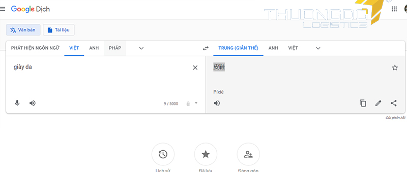 Sử dụng Google dịch để dịch từ khoá sản phẩm sang tiếng Trung