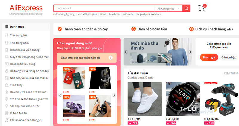 Mua hàng trên trang TMĐT Aliexpress