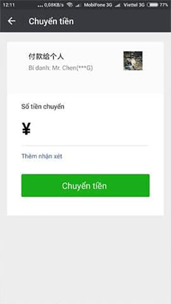 Chọn thanh toán bằng wechat pay